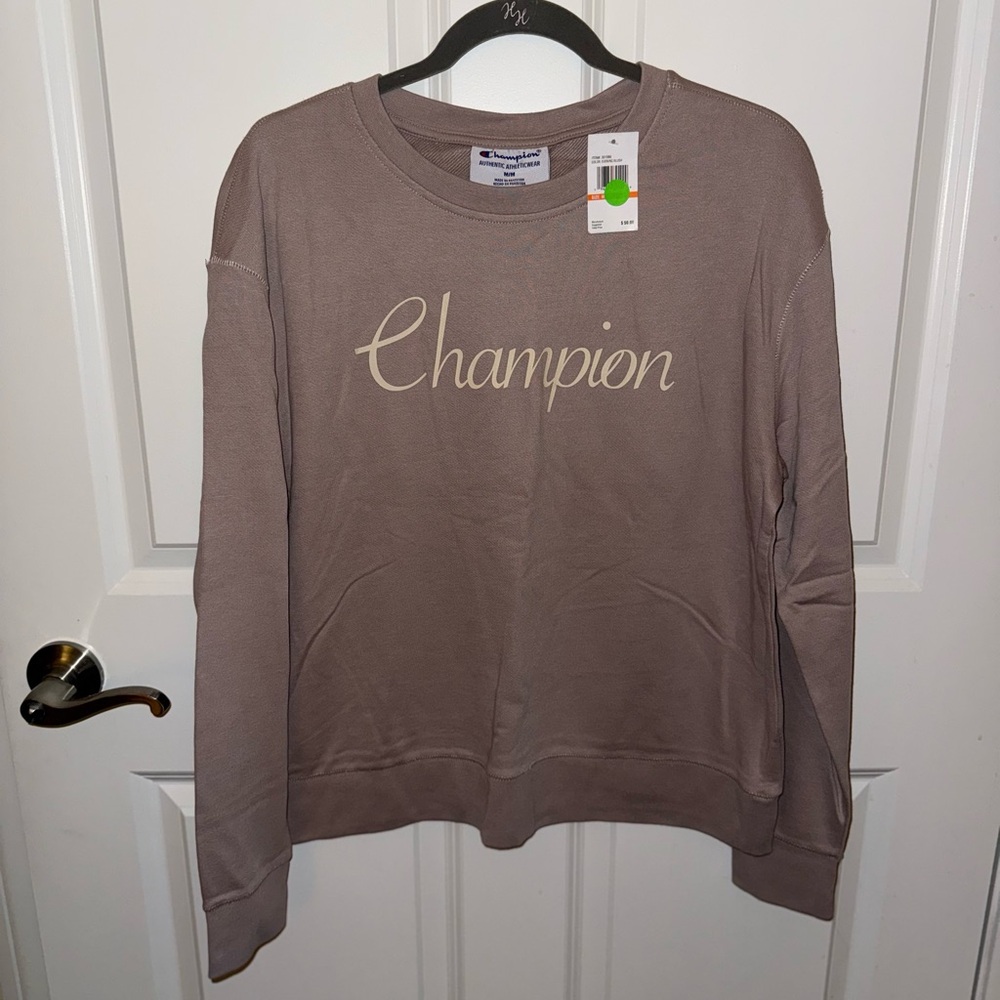 Champion Mauve Script Logo Crewneck Sweatshirt NWT!